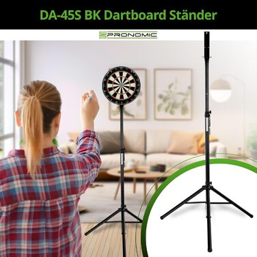 Стійка для мішні для дартсу Pronomic DA-45S - Тримач для мішні - Сталева стійка для дартсу - Безступінчасте регулювання висоти, чорний колір