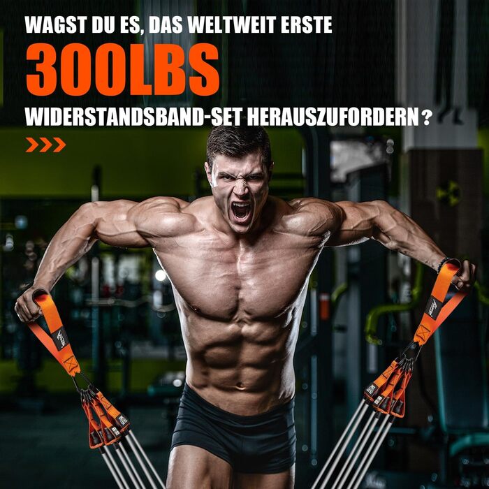 Еспандери HPYGN 136 кг, фітнес-еспандери, еспандери-трубки, набір еспандерів з ручками, ремінцями на щиколотці та дверним кріпленням, портативний рюкзак, для використання в приміщенні/домашньому спортзалі та на вулиці, еспандери 1-136 кг