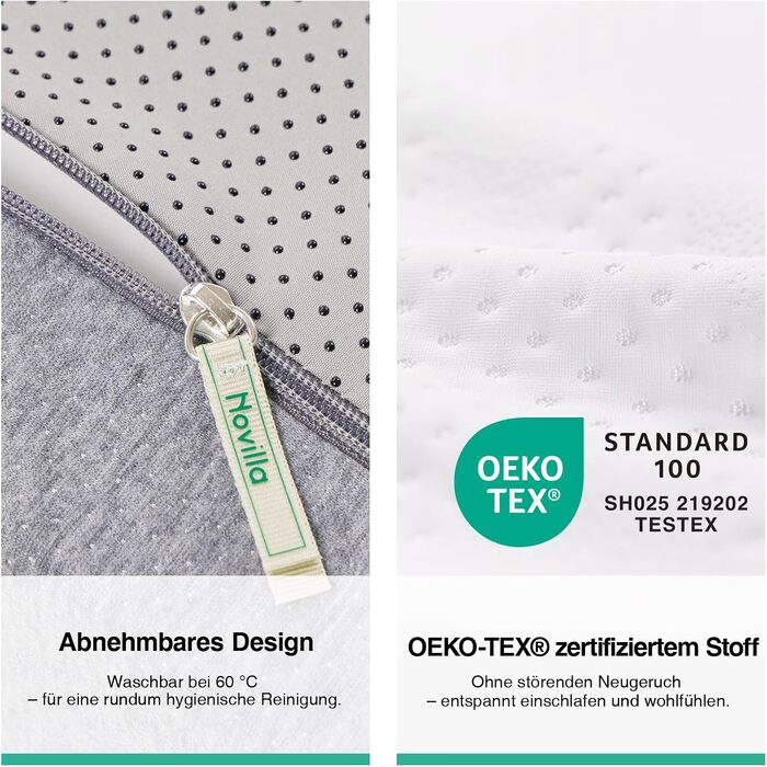 Матрац Novilla 140x200 см, 7-зонний матрац з холодної піни, рівень жорсткості H3 (середньо-жорсткий), висота 20 см, підтримуючий та охолоджувальний комфортний матрац з піни, сертифікований Oeko-TEX, дихаючий, знімний чохол (можна прати при 60C), товщина 2