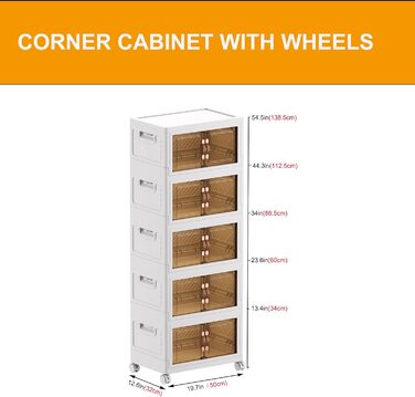 Складана шафа для зберігання з кришками, 11,7 галонів, шафа для прибирання у ванній кімнаті, контейнери для організації кухні, шафа для зберігання у спальні (5 шт.), 5 шт.