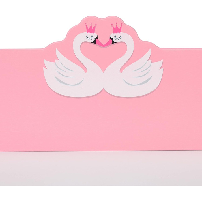 Стіл і стілець Relaxdays для дітей, шухляда і 2 відкритих відділення, мотив лебедя, меблі для дитячої кімнати, рожевий/білий