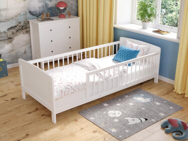 Дитяче ліжечко/спальне місце Love For Sleep 160x80 см з захисним бар&39єром, що трансформується, біле, Zane, дитяче ліжко, дерев&39яне - Дитяче ліжко, Ліжечко-трансформер