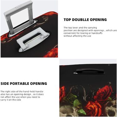 Чохол для багажу BAFAFA з принтом Череп і троянди, еластичний захист від подряпин і пилу для валіз, чорний, розмір 85