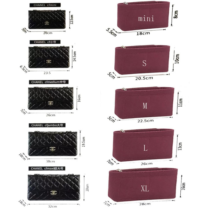 Вставка-органайзер для сумки Lckaey для класичного клапана, середнього розміру, вставка для сумочки - високоякісний фетровий орган