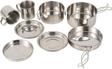 Предметний портативний набір для приготування їжі, чашки для кемпінгу на свіжому повітрі, пікніків, барбекю, 8 предметів, посуд з нержавіючої сталі для кемпінгу на свіжому повітрі, 8-