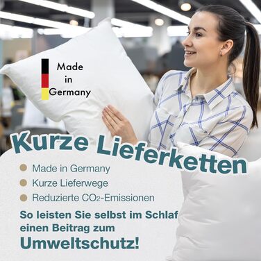 Пухова подушка 40x80 3-камерна пухово-пір&39яна подушка М&39яка пір&39яна подушка готельного стилю, повітропроникна Зроблено в Німеччині Середня, вага наповнювача 700 г, 40x80 см, Білий, 1
