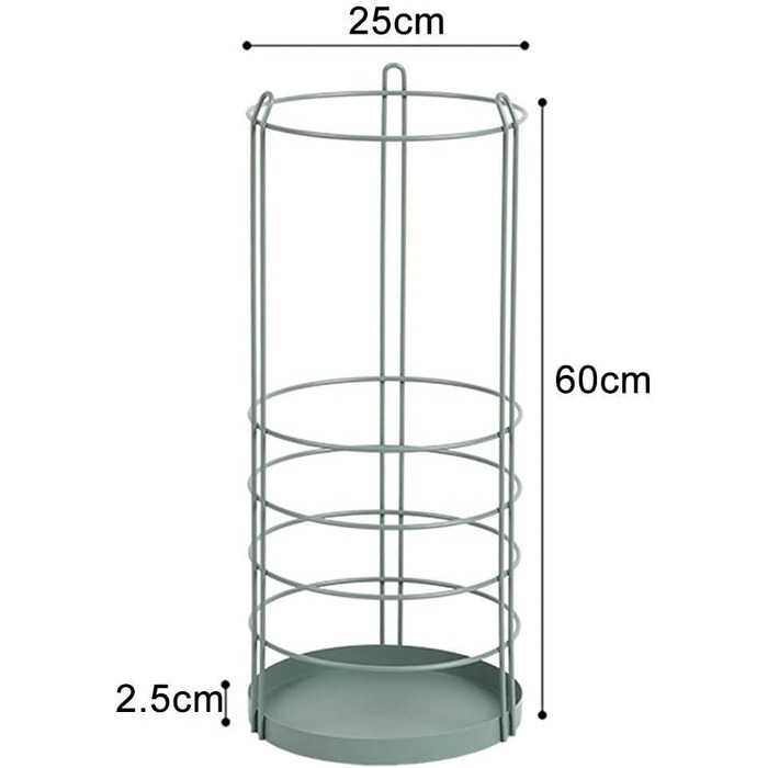 Підставка для парасольки HYUREWF, висока, кругла, металева, підставка для парасольки, тримач, сучасна, проста, велика праска для прикраси входу в домашній офіс, 25 x 60 см (золото) (зелений)