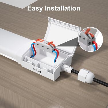Світлодіодний світлодіодний світильник для вологих приміщень Modlicht 120 см з 36 Вт, 5000 К, холодний білий, 3960 люмен, ультратонкий стельовий світильник для вологих приміщень, плоский, водонепроникний, IP65, лампа для ванної майстерні для підвального г