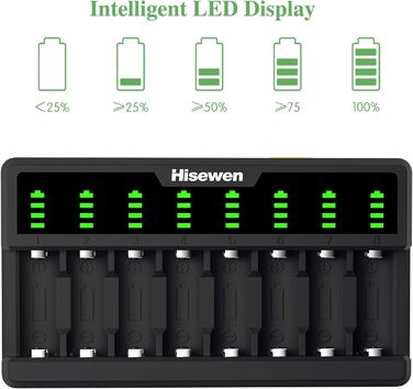 Зарядний пристрій Hisewen для літієвих батарей CR123A, 8 відсіків для зарядного пристрою CR123a, сумісний з камерами Arlo VMC3030 VMK3200 VMS3330 3430 3530 та ліхтариком (батарея не входить до комплекту)