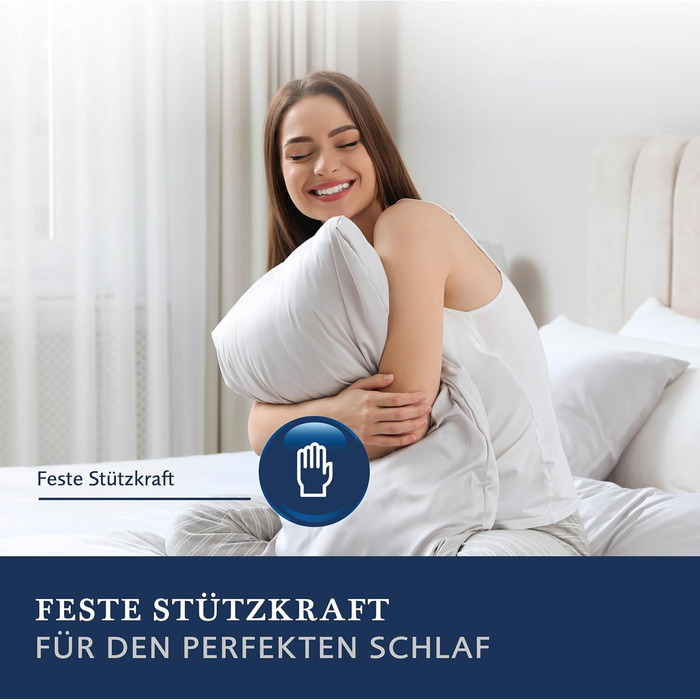 Пухова подушка Billerbeck Martina - 80 x 80 см - Міцна опорна подушка - 15 гусячого пуху та 85 пера