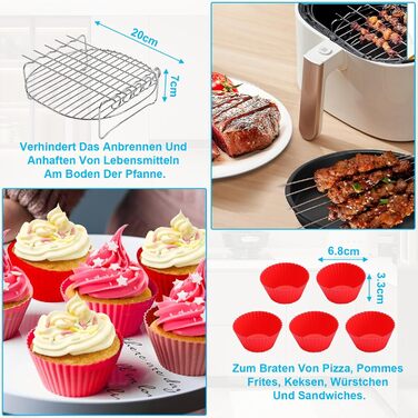 Комплектів аксесуарів для фритюрниці, багаторазові аксесуари для фритюрниці, аксесуари для фритюрниці, аксесуари для фритюрниці Philips Airfryer Xl 6.2L, Cosori 5.5L 4.7L, Cecotec 6L тощо, 8