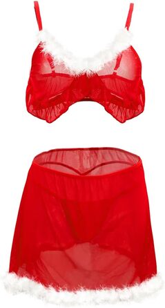 Жіночий різдвяний комплект еротичної білизни Sohimary, з міні‑спідницею та стрінгами, червоний