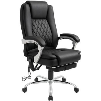 Ергономічне офісне крісло CLP з функцією масажу Rubia, письмове крісло з функцією підігріву та підставкою для ніг, поворотне крісло з регулюванням висоти до 150 кг, колір чорний