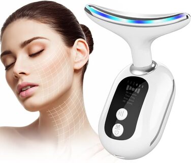 Масажер для обличчя з 4 режимами, 45 Heat V Face Beauty Meter Масажер для шиї обличчя, електричний тренажер для підборіддя для боротьби зі зморшками та старінням видалення прищів Глибоке очищення догляду за обличчям Delphine