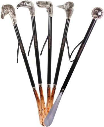 Дизайнерський ріжок для взуття 70 см зі срібною ручкою у вигляді кінської голови, чорний дерев'яний стрижень