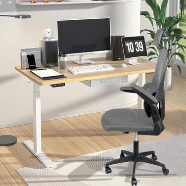 Ергономічне офісне крісло OHMG з дихаючою сітчастою спинкою та сидінням, регульованою по висоті, комп&39ютерне крісло з можливістю нахилу та коліщатками, ігрове крісло, офісне крісло (сіре, 125 x 65,5 x 64 см) Сірий 125 x 65,5 x 64 см