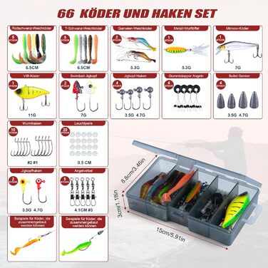 Набір для риболовлі Goture з 2 телескопічними вудками, 1,8 м/2,1 м/2,4 м/2,7 м Повний набір вудок 2 котушки для спінінгу 5,21, набір рибальських інструментів, коробка для приманок та сумка для перенесення для солоної/прісної води, подорожей подарунок для 