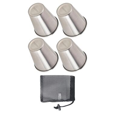 Набір з 4 маленьких портативних винних келихів Amosfun з нержавіючої сталі, 50 мл, для кемпінгу та використання на свіжому повітрі з сумкою для зберігання, що складаються, без запаху, колір A