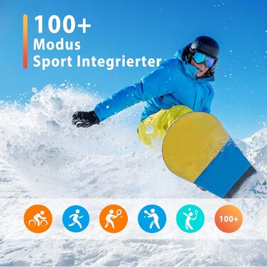 Розумний годинник Popglory для чоловіків та жінок, фітнес-годинник 1,85 дюйма з вимірюванням артеріального тиску, функцією телефону, голосовим керуванням, пульсометром, понад 100 спортивними режимами, фітнес-трекером, крокоміром, сном, SpO2, для Android т