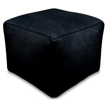 Дивіться гарний квадратний шкіряний пуф - ручної роботи - з наповненням - пуф, крісло-мішок, пуф для ніг (чорний)