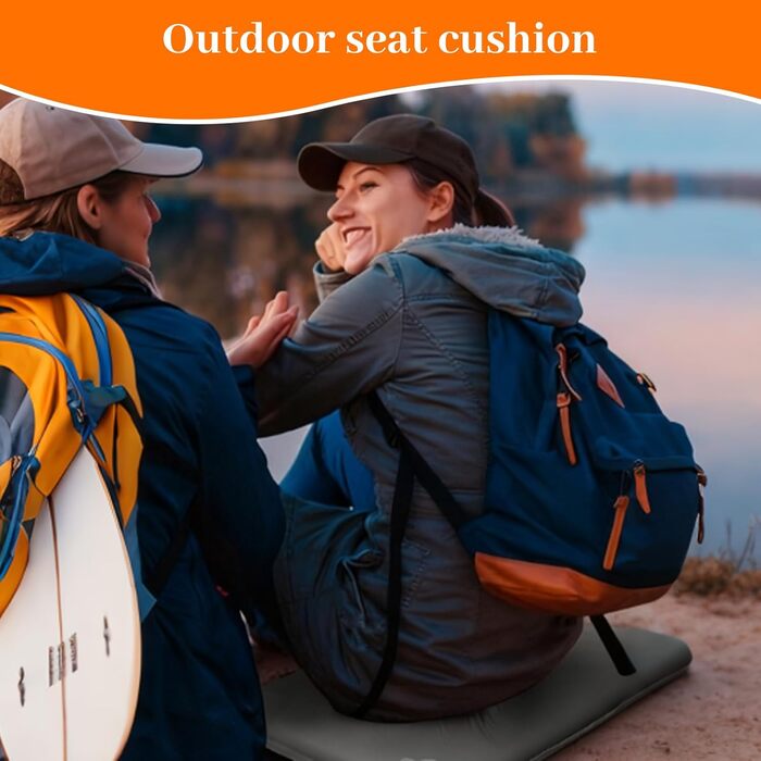 Надувна подушка для сидіння на вулиці, самонадувальна дорожня подушка, надлегка, водонепроникна, складна подушка для сидіння для кемпінгу, каякінгу, офісу, подорожей та автомобіля, 43x33 см