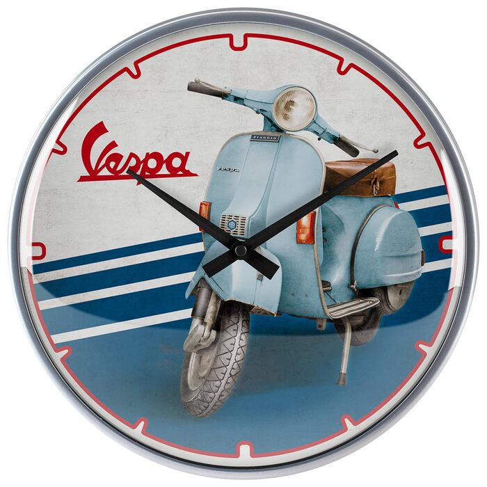 Ретро-настінний годинник Nostalgic-Art, Ø 31 см, Vespa Iconic Ідея подарунка для фанатів скутерів, оригінальний ліцензійний продукт (OLP), великий кухонний годинник у вінтажному дизайні