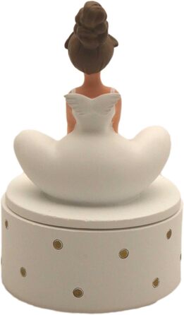 Коробка з полісмоли з фігуркою ангела-йоги, декоративна, з місцем для зберігання, біла та бежева