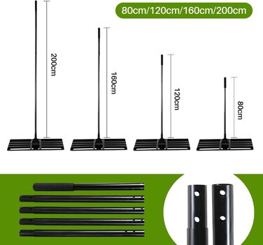 Вирівнювальний граблі Rasen Rakel з нержавіючої сталі для видалення піску та підсипки газону, 75x25 см, ручка 200 см - чорний