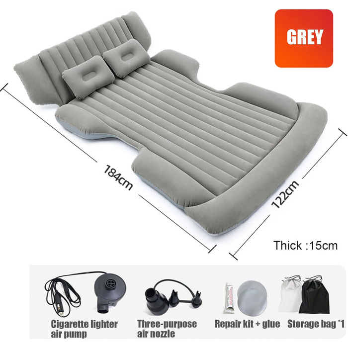 Автомобільний матрац для Hyundai Santa Fe/Grand Santa Fe TM/DM/cm/SM 2001-2025 Надувний матрац у багажник автомобіля Портативний автомобільний килимок для сну з повітряним насосом, сірий