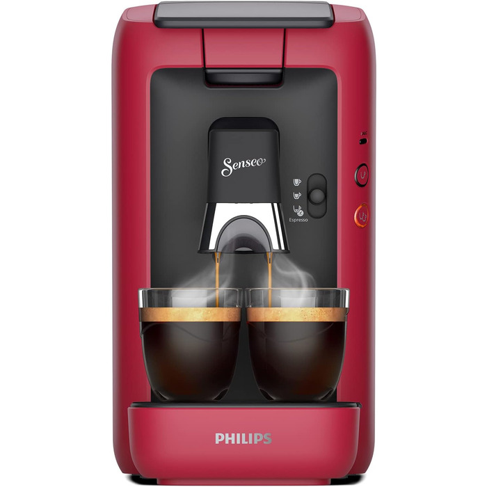 Кавоварка Philips Domestic Appliances CSA260/91 Senseo Maestro Кавоварка в капсулах з резервуаром для води 1,2 літра, вибір інтенсивності та функції пам'яті, продукт зелений, колір червоний одинарний