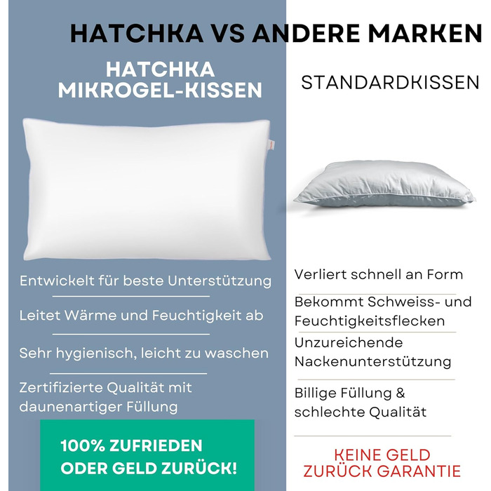 Подушка 40x80 - Високоякісний пуховий альтернативний наповнювач, пухнаста та добре наповнена подушка із застібкою-блискавкою, підходить для алергіків, високоякісна мікрофібра, Oeko-Tex та прання при 60C, 40x80 см, 1.0