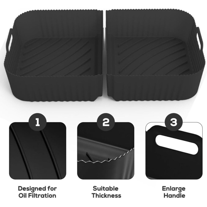 Аксесуари для фритюрниці NAVESO для шухляди Ninja Foodi Flexdrawer 10.4 л AF500DE, 3 шт. и аксесуарів для силіконової форми для фритюрниці, аксесуари для фритюрниці для двозонної аерофритюрниці, аксесуари для фритюрниці