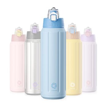 Пляшка для пиття об&39ємом 600 мл з кришкою-фільтром та запобіжним замком, герметична термос-пляшка для води, без BPA із застібкою-кришкою, для спорту, бігу, школи, фітнесу, дітей, світло-блакитний