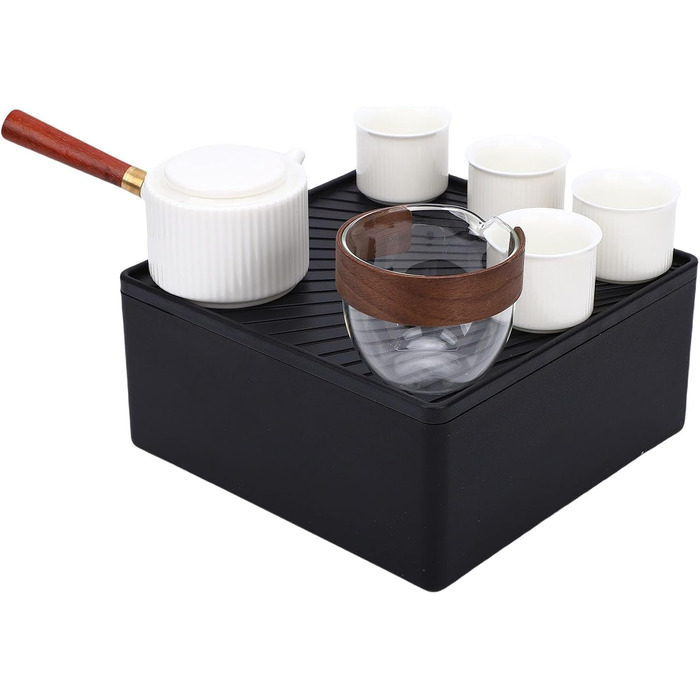 Керамічний чайник для подорожей Авто-Чай з елегантними чашками, ідеальний для пікніків та офісу