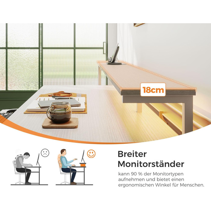 Ігровий стіл Coleshome зі світлодіодним освітленням, 140x48 см, стіл з тканинними шухлядами, комп&39ютерний стіл з 2 розетками та 2 USB-портами, ігровий стіл з підставкою для монітора для домашнього офісу, білий 140x48 см