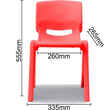 Дитячий стільчик Stimo з гумовими ніжками, вантажопідйомність до 100 кг, штабелюється та стійкий до перекидання, підходить для використання в приміщенні та на вулиці (виготовлений з пластику) (червоний)