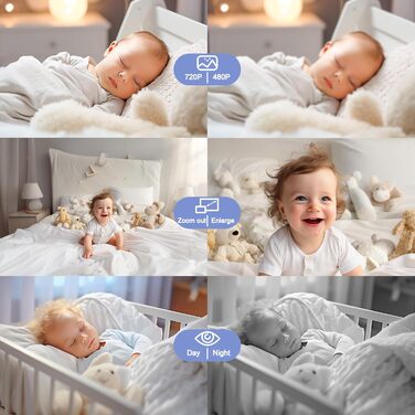 Радіоняня з камерою 4,3-дюймовий відеомонітор 720p 2000mah Батарея Відеозапис Цифрове збільшення Двостороннє аудіо Режим VOX Нічне