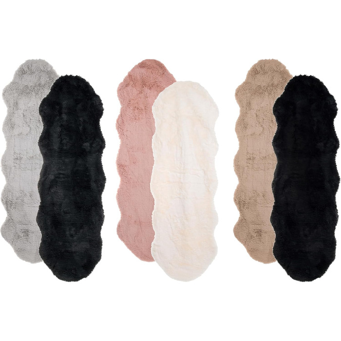 Килим Brandsseller зі штучної овчини 60x180 см XXL Пухнастий килим з високим ворсом із синтетичних волокон Мякий, теплий декоративний чохол для підлоги, дивана, крісла та ліжка Можна прати Для використання в приміщенні та на вулиці Сірий 60 x 180 см (Прям