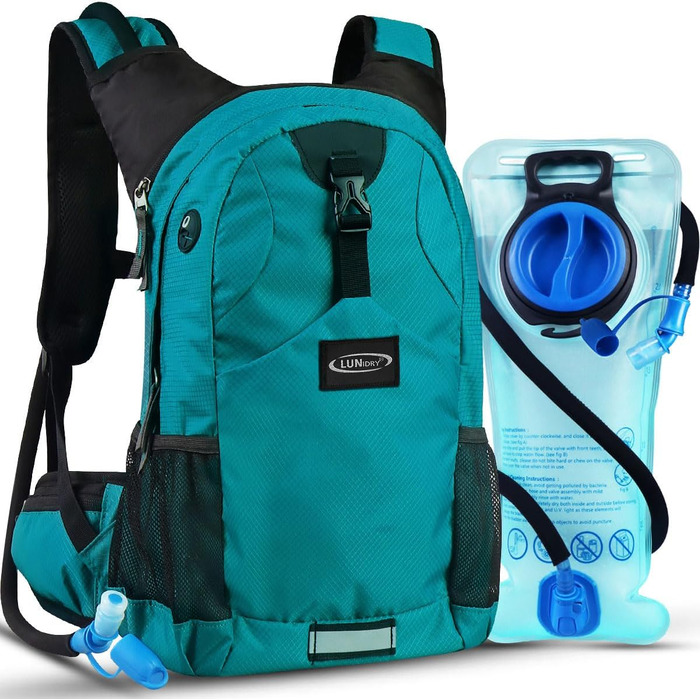 Гідратаційний рюкзак, 20 л / 2 л камера, Водонепроникний, Нейлон/Пластик, Чорний матовий