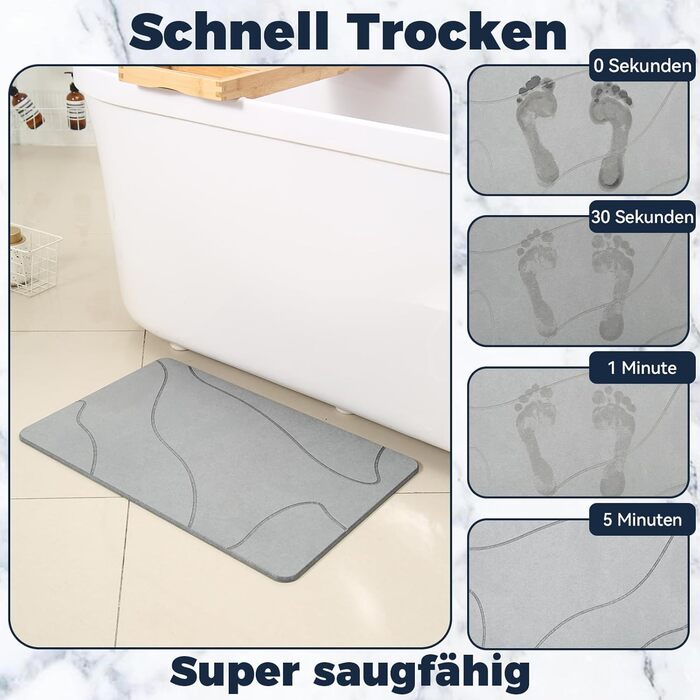 Килимок для ванни з діатомової землі, нековзний, килимок для душу, килимок для ванної, швидковисихаючий, килимок для підлоги зі 100 натурального каменю, килимок для ванної 60x39 см, суперпоглинаючий, килимок для ванної кімнати, килимок для ванної кімнати,