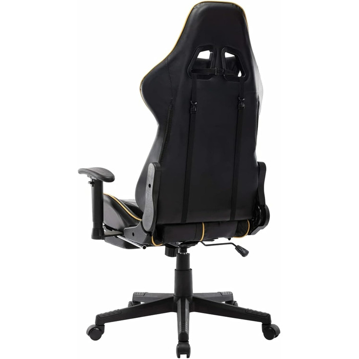 Ігрове крісло з підставкою для ніг, офісне крісло, ігрове крісло, обертове крісло, письмове крісло, чорно-золота штучна шкіра