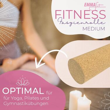 Ролик для фасцій EMMAfit Cork Нековзний корковий ролик для тригерних точок та напруження Невеликий ролик для фасцій з натурального корка Гігієнічний та екологічно чистий Міцний ролик для масажу фасцій 30 x 10 см