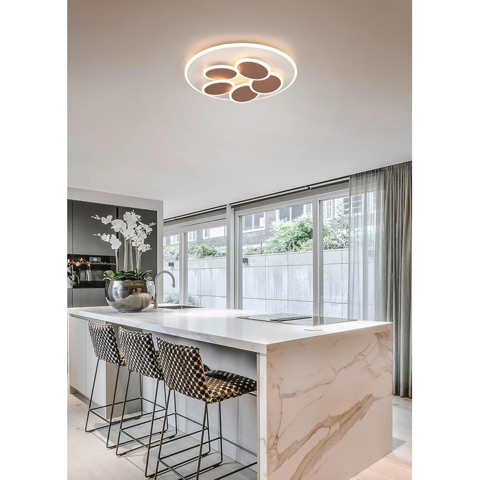 Стельовий LED-світильник Trio Mandala 653210676, метал, теплий сірий/кавовий, 35 Вт, з пультом, димером, регулюванням кольору світла, таймером та нічним режимом