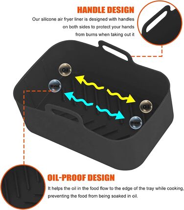 Силіконова форма для двозонної фритюрниці Ninja Foodi Max AF400EU AF300EU, багаторазова 2 шт. силіконовий килимок для випічки Аксесуари для фритюрниці замість паперу для випічки у фритюрниці, 2 шт.