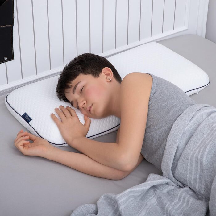 Ергономічна дитяча подушка 66x33 Oeko-Tex Memory Foam Flat дитяча подушка для дітей та малюків від 2 років (60 x 33 x 6 см) (60 x