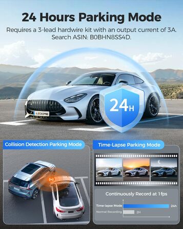 З камерою заднього виду, автомобільною камерою з Wi-Fi, 64 ГБ картою, подвійним дзеркалом IPS з сенсорним екраном, циклічним записом і G-сенсором, нічним баченням WDR, моніторингом паркування, GPS, 12&39 PG17 4K Mirror Dash Cam