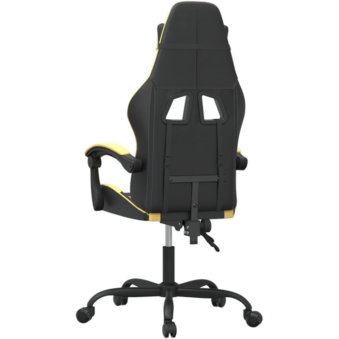 Геймерське крісло з чорно-золотої штучної шкіри з регульованою спинкою та висотою, поворот на 360 градусів, міцний металевий каркас, довговічна штучна шкіра, стійка до плям, 36,5 x 42 см (Ш x Г) Чорно-золотий