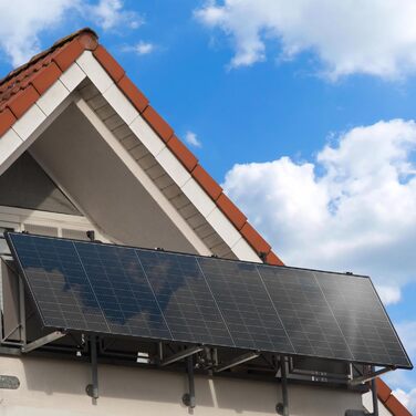 Двофазна балконна електростанція SUNNIVA 920 Вт, повністю чорного кольору, з розеткою, інвертор TSUN 800 Вт, фотоелектрична сонячна система, 2 сонячні модулі зі скла по 460 Вт, вкл. кабель 5 м, Bluetooth WIFI, повний комплект 920/800 Вт