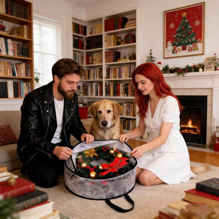 Коробки для зберігання, корони, 2 прозорі кишені для гірлянд органайзер для декорування гірляндами, для різдвяних вечірок, Хеллоуїна, зберігання вдома, шафі, гаражі 76 x 20 см