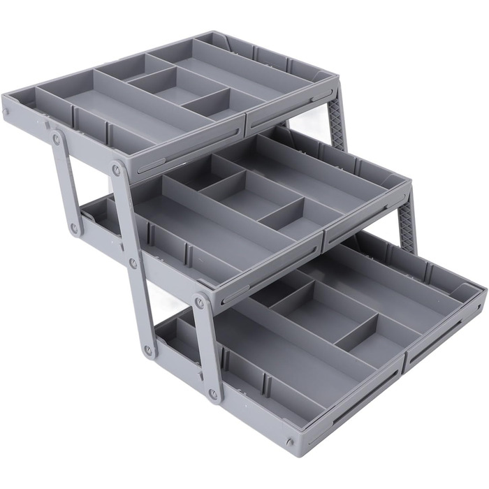 Органайзер для косметики, складаний контейнер різних розмірів, розширюваний настільний лоток для ювелірних виробів, канцелярського приладдя, аксесуарів для волосся, пластик (3 шари)